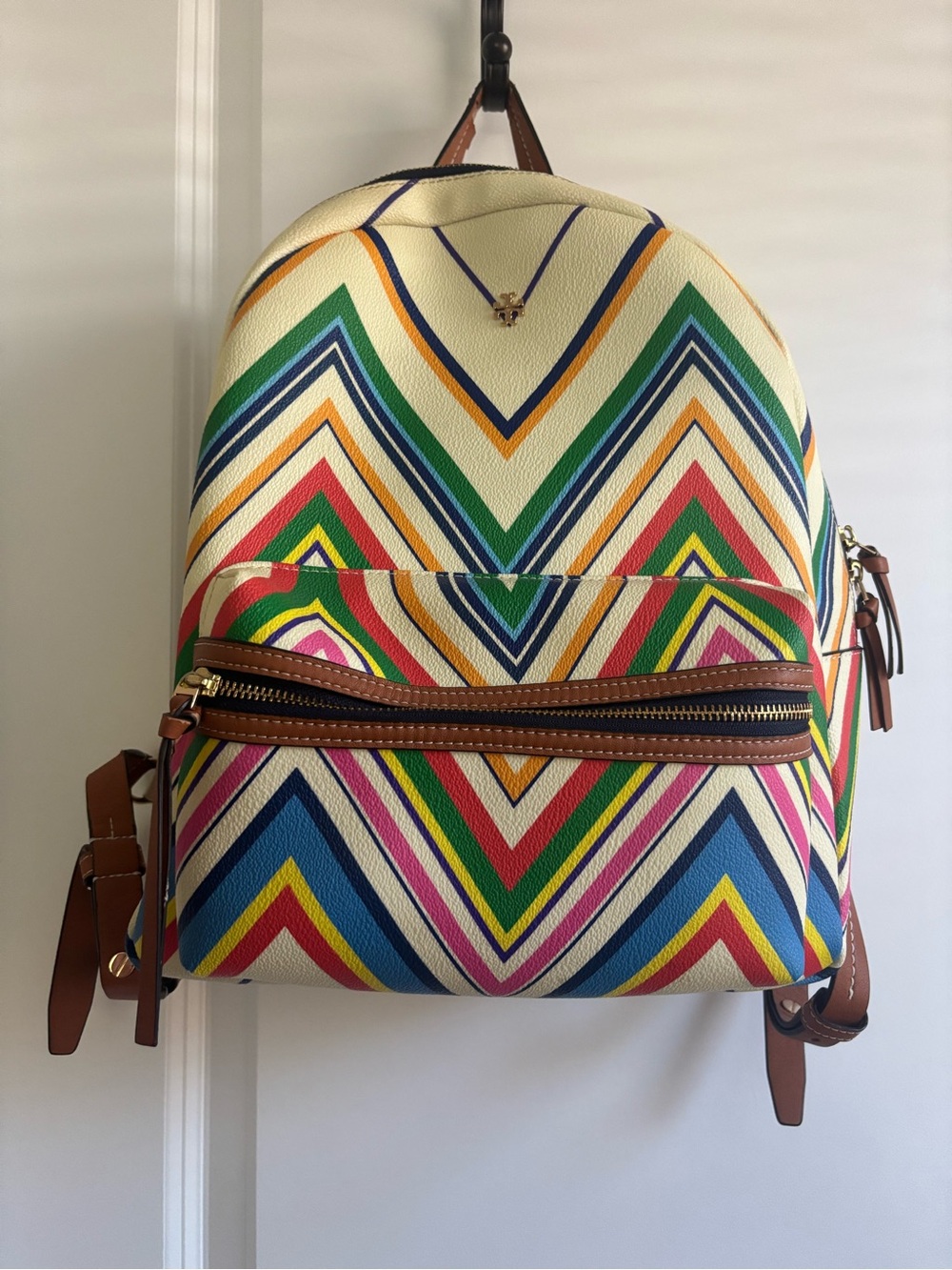Rare TORY BURCH Multicolor Chevron Print Backpack - Women